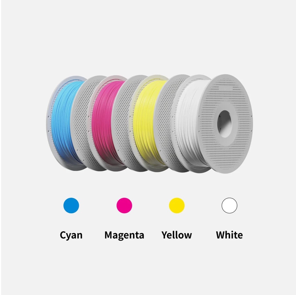 CMYK Bundle: Bambu Lab A1 Combo (with AMS Lite) 3D Printer + 4 rolls PLA Basic (Cyan, Magenta, Yellow, White)